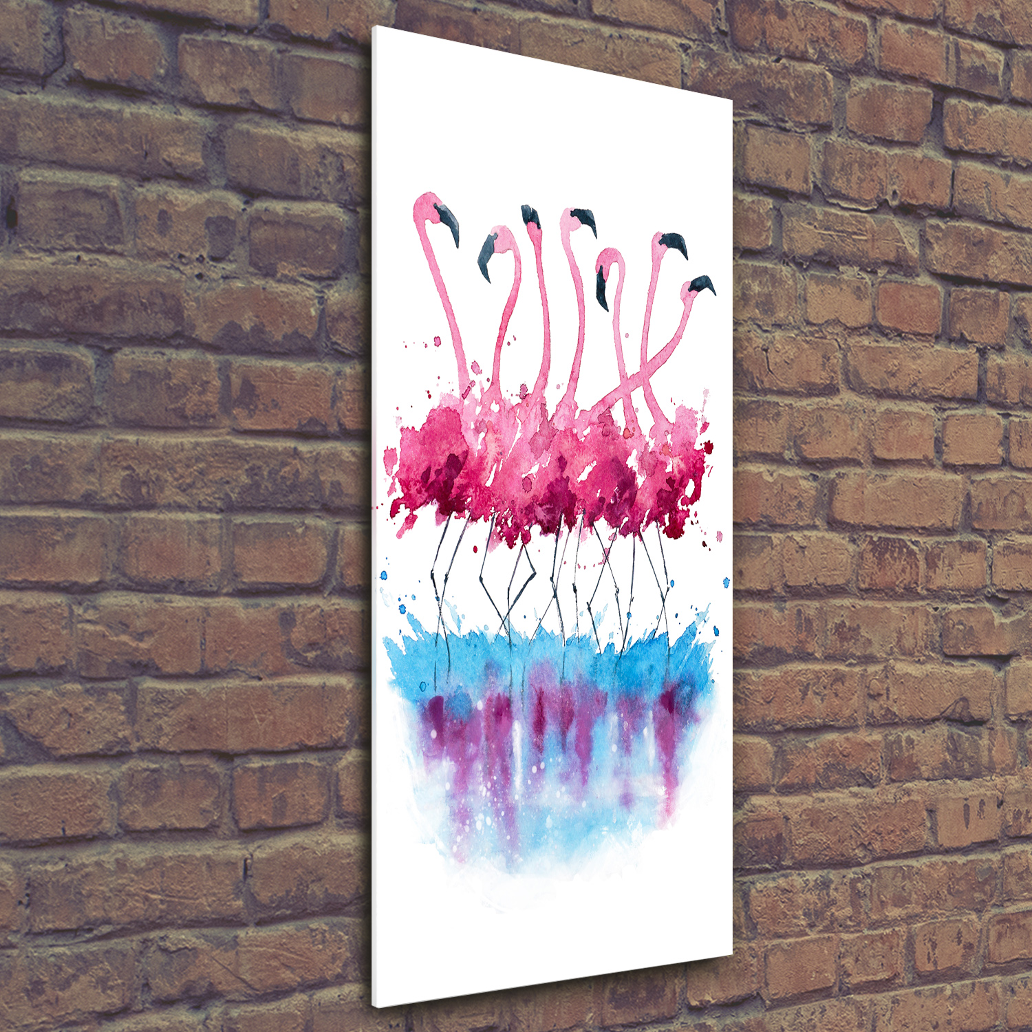 Wand-Bild Kunstdruck aus Hart-Glas Hochformat 50x125 Flamingos | eBay