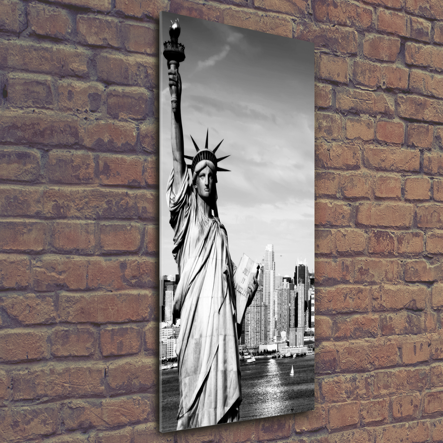 Wandbild Kunst-Druck auf Hart-Glas senkrecht 50x125 Freiheitsstatue