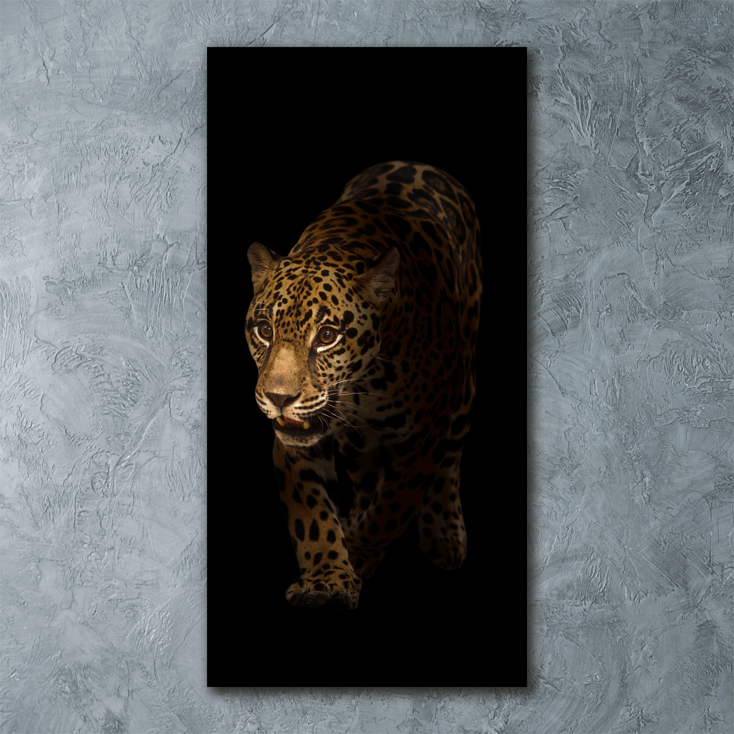 Wand-Bild Kunstdruck aus Hart-Glas Hochformat 60x120 Jaguar