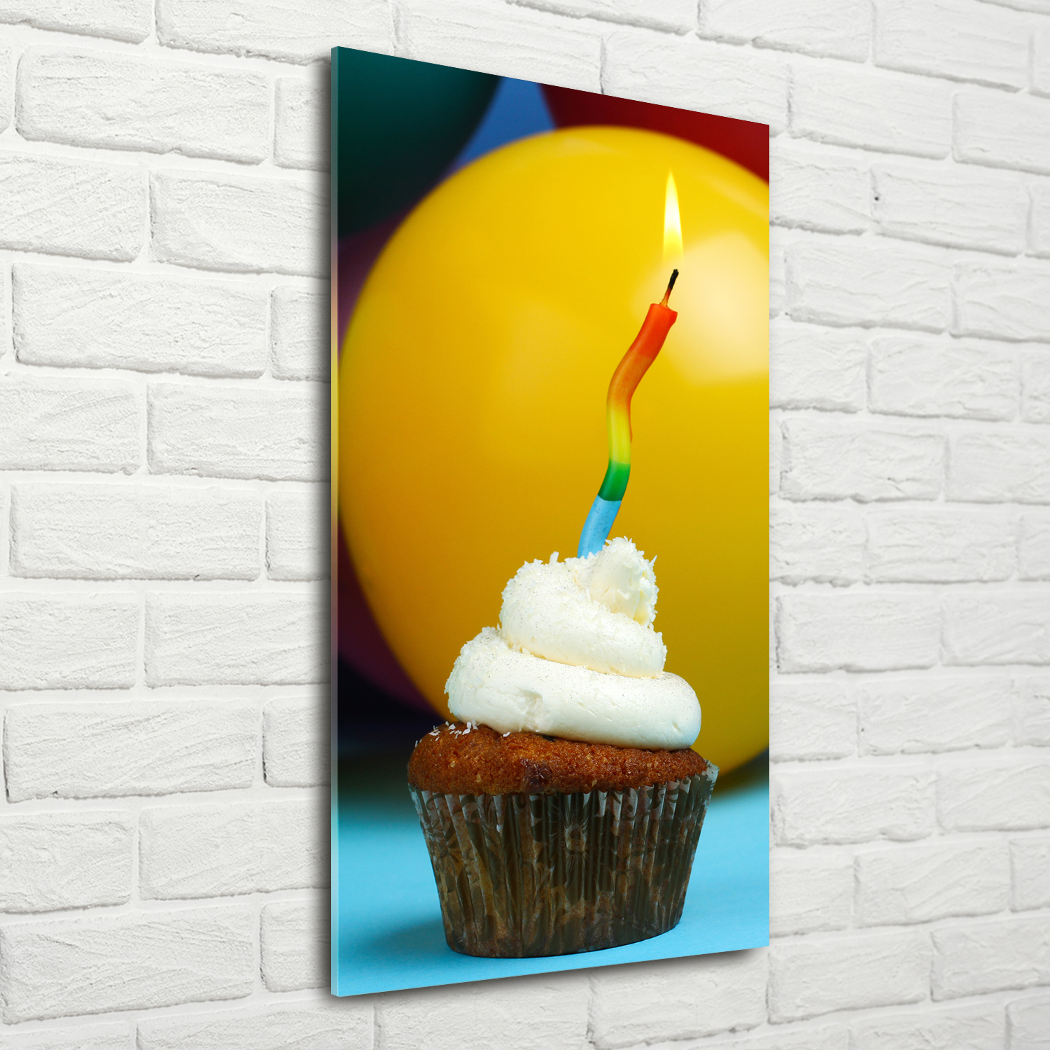 Wandbild Kunst-Druck auf Hart-Glas hochkant 70x140 Geburtstag Cupcake