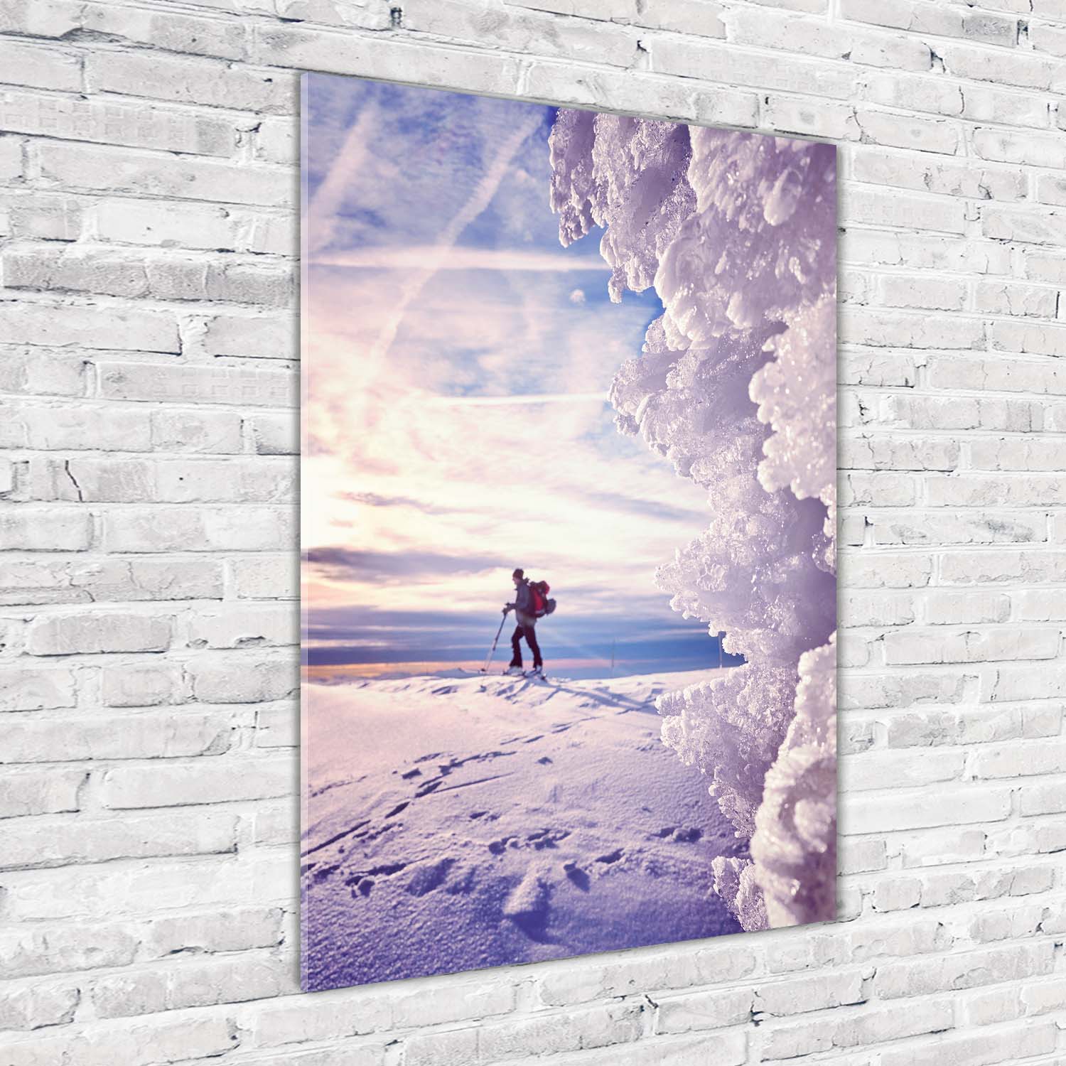 Wand-Bild Kunstdruck aus Acryl-Glas Hochformat 70x100 Skifahrer