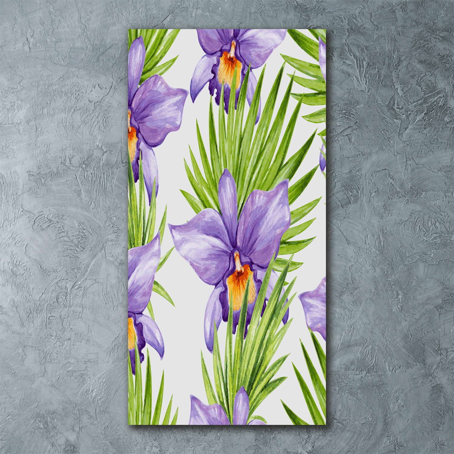 Wand-Bild Kunstdruck aus Acryl-Glas Hochformat 60x120 Orchidee und Palme