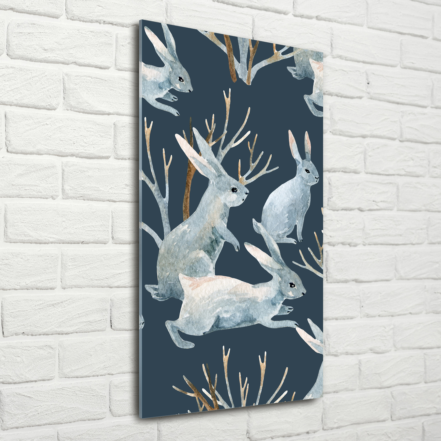 Wand-Bild Kunstdruck aus Acryl-Glas Hochformat 70x140 Kaninchen