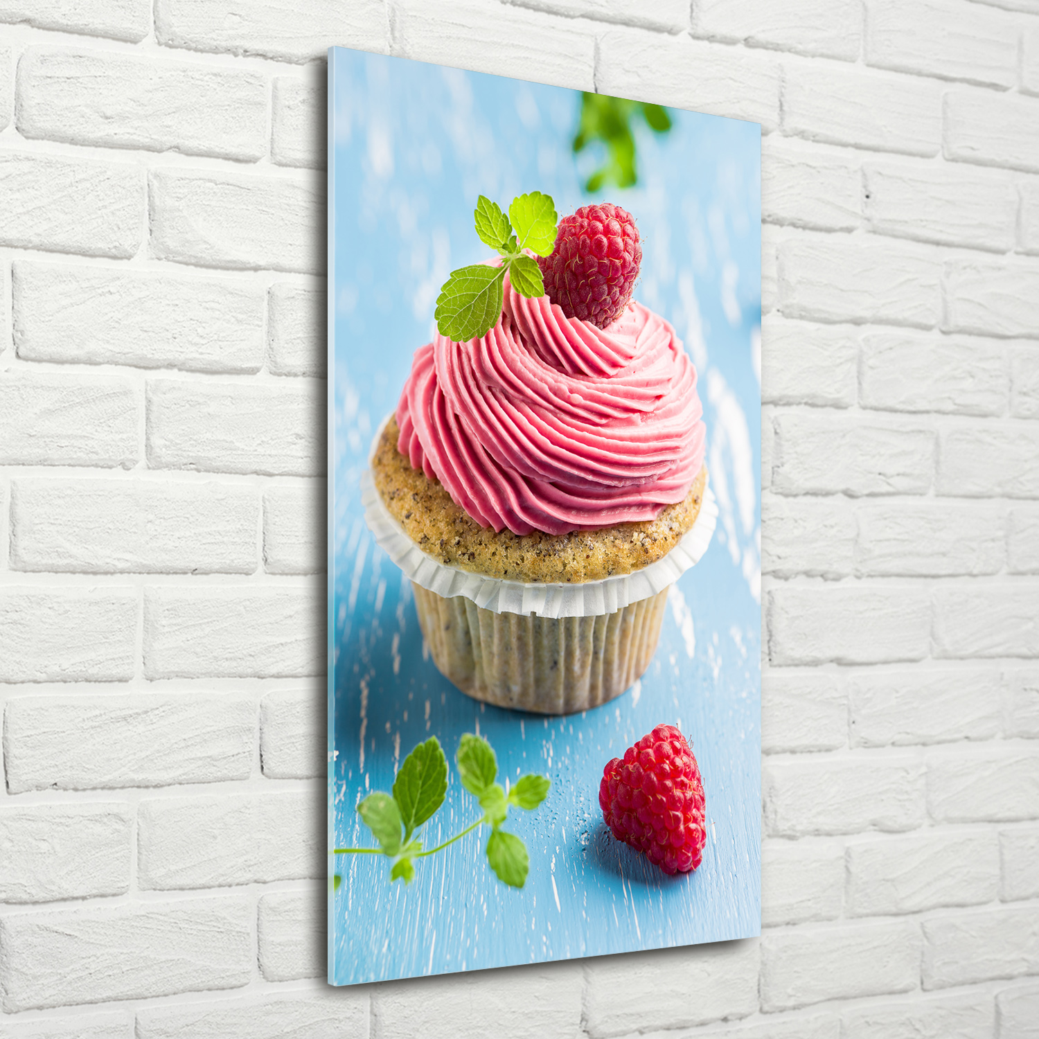Wandbild Druck auf Plexiglas® Acryl Hochformat 70x140 Himbeer Cupcake