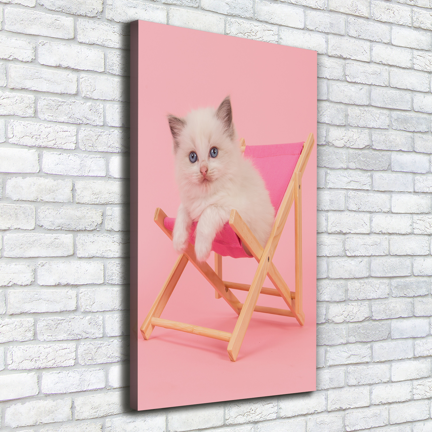 Leinwand-Bild Kunstdruck Hochformat 50x100 Bilder Katze Liegestuhl