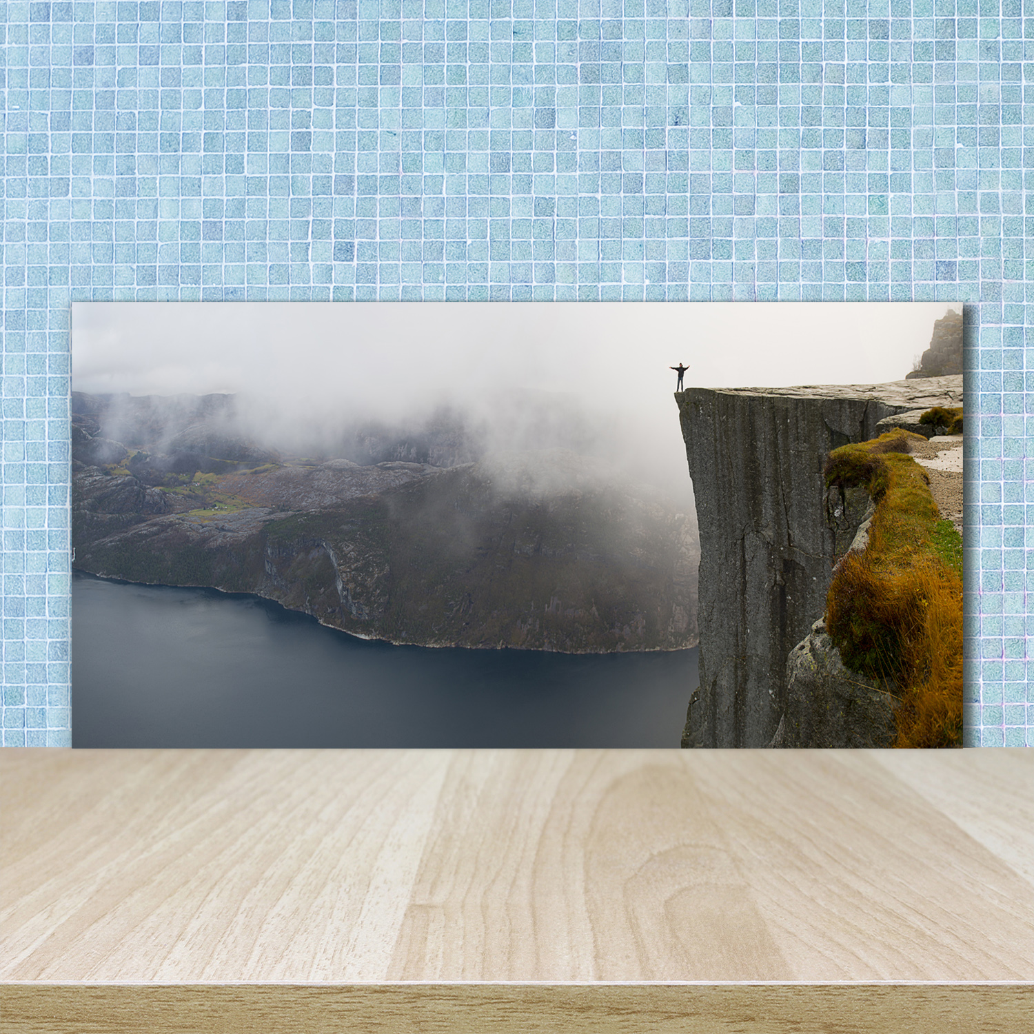 Küchenrückwand Spritzschutz aus Glas 100x50 Deko Landschaften Norwegische Klippe