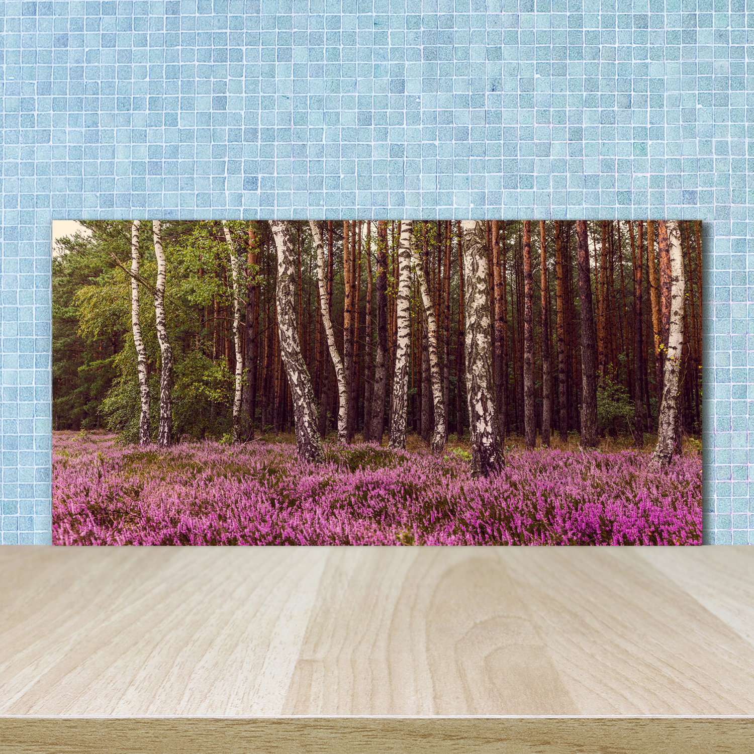 Küchenrückwand Spritzschutz aus Glas 100x50 Deko Landschaften Heide