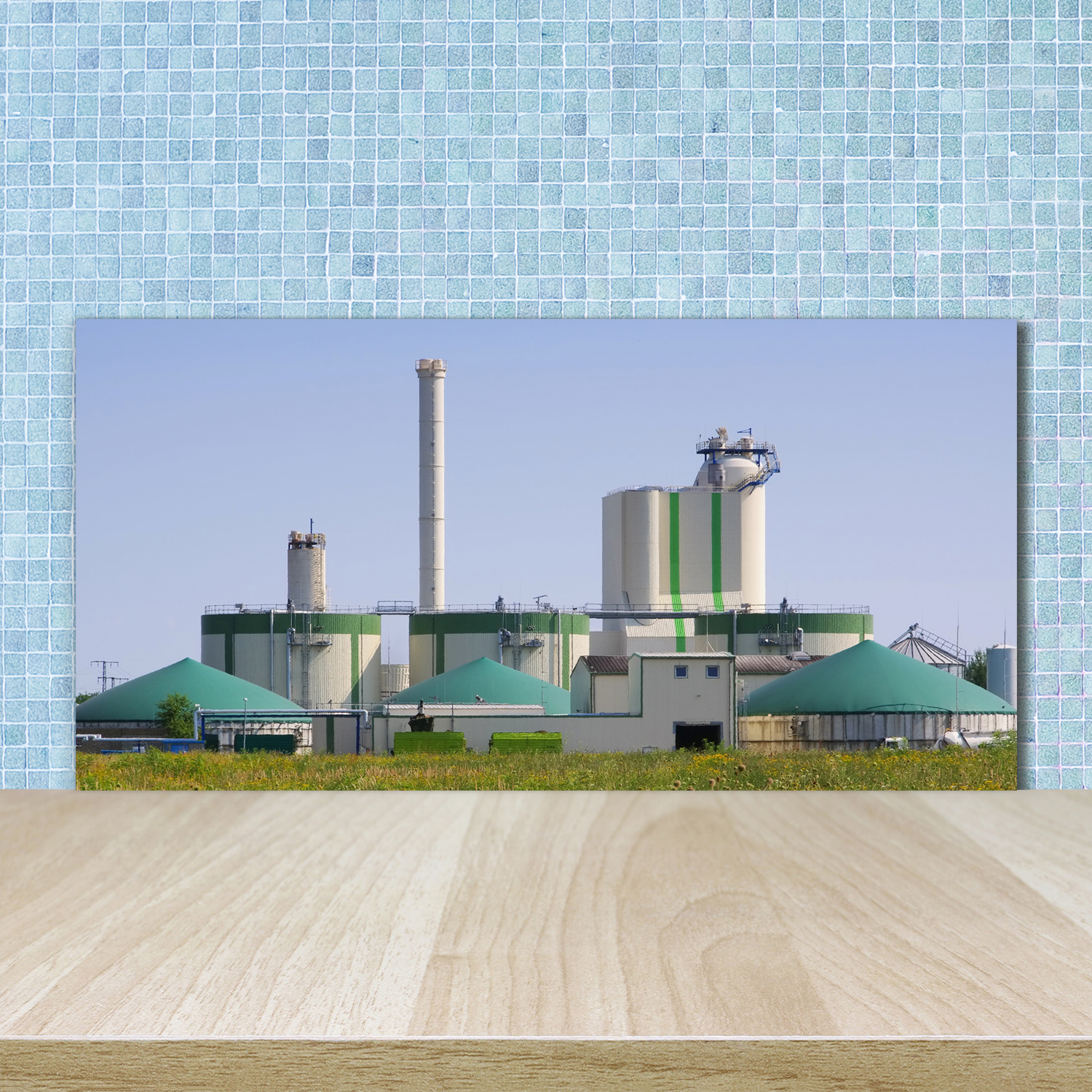 Küchenrückwand Spritzschutz aus Glas 100x50 Deko Sehenswürdigkeiten Biogasanlage