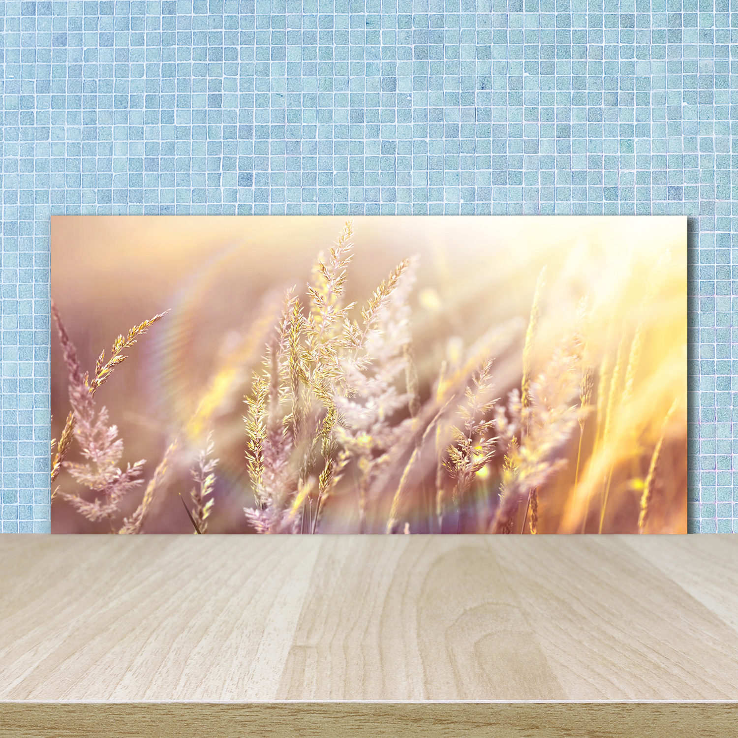 Küchenrückwand Spritzschutz aus Glas 100x50 Deko Blumen & Pflanzen Hohes Gras