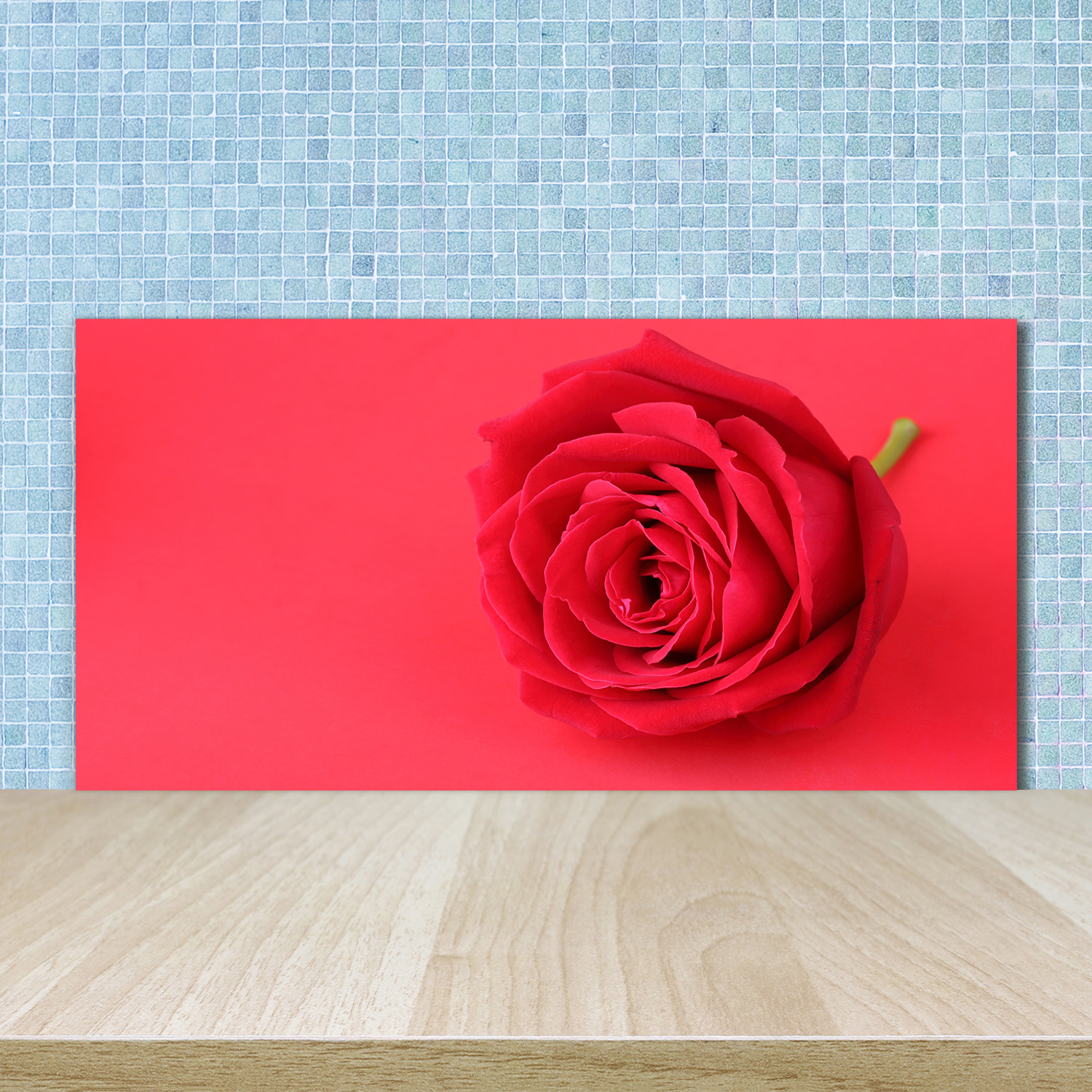 Küchenrückwand Spritzschutz aus Glas 100x50 Deko Kunst Rote Rose