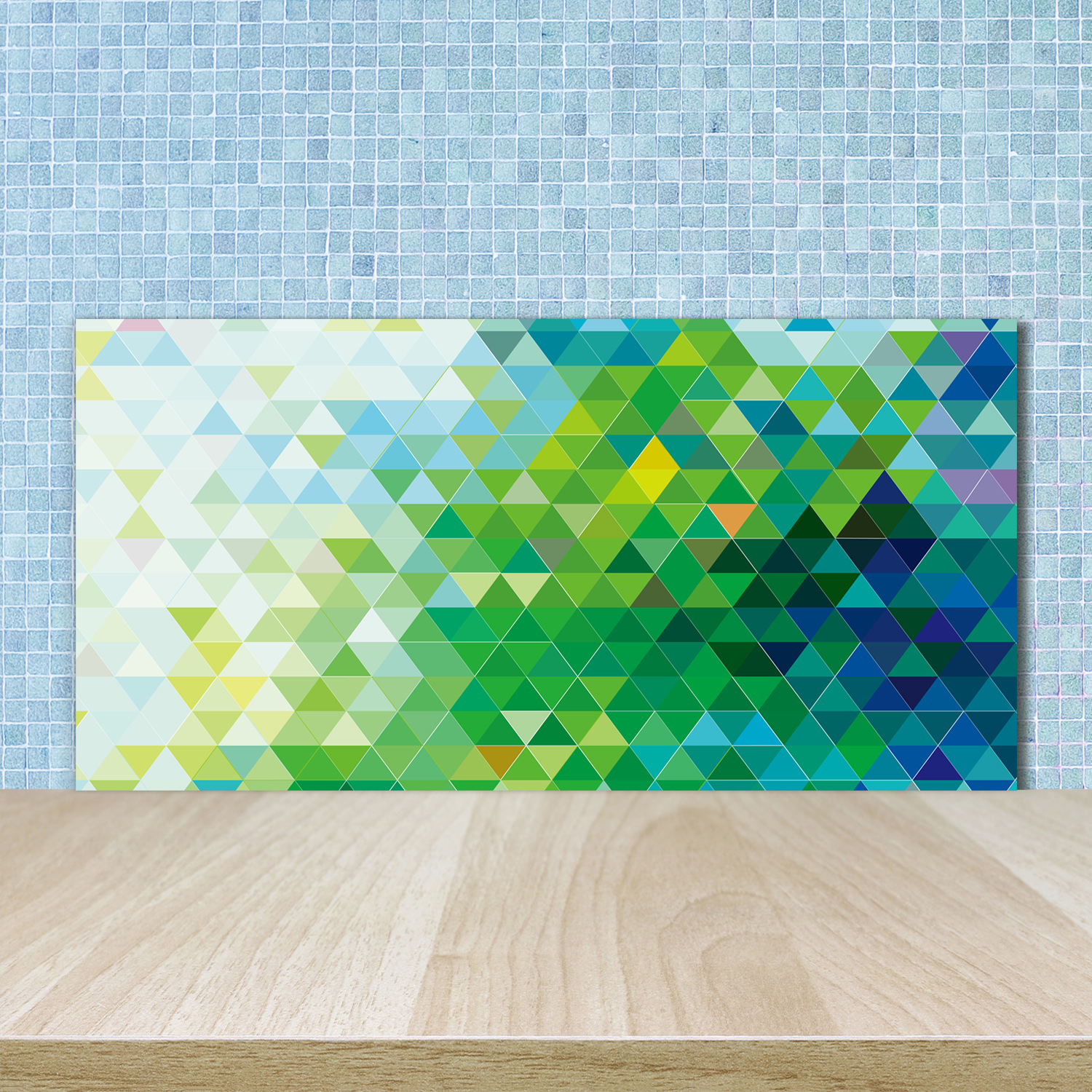 Küchenrückwand Spritzschutz aus Glas 100x50 Deko Kunst Abstrakte Dreiecke
