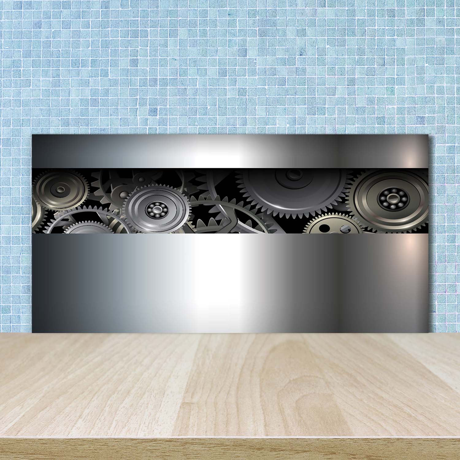 Küchenrückwand Spritzschutz aus Glas 100x50 Deko Textur Zahnräder