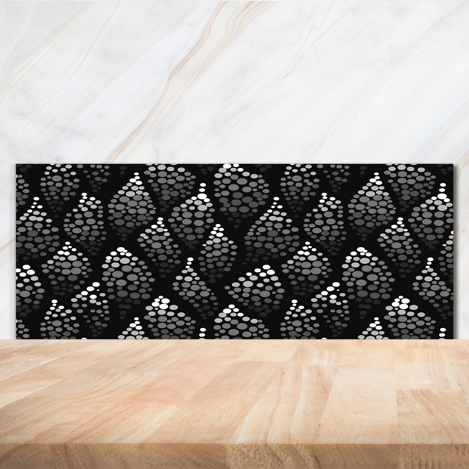 Küchenrückwand Spritzschutz aus Glas 125x50 Deko Sonstige Schwarz-weiße Punkte
