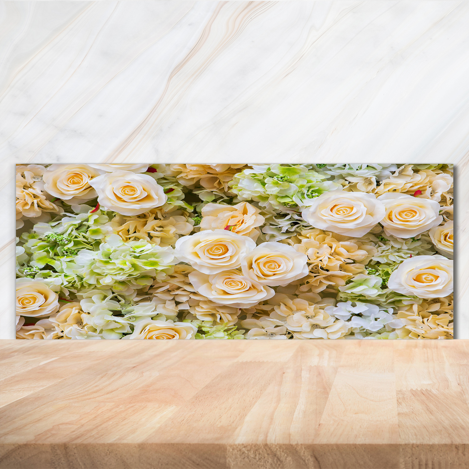 Küchenrückwand Spritzschutz aus Glas 125x50 Deko Blumen & Pflanzen Rosen