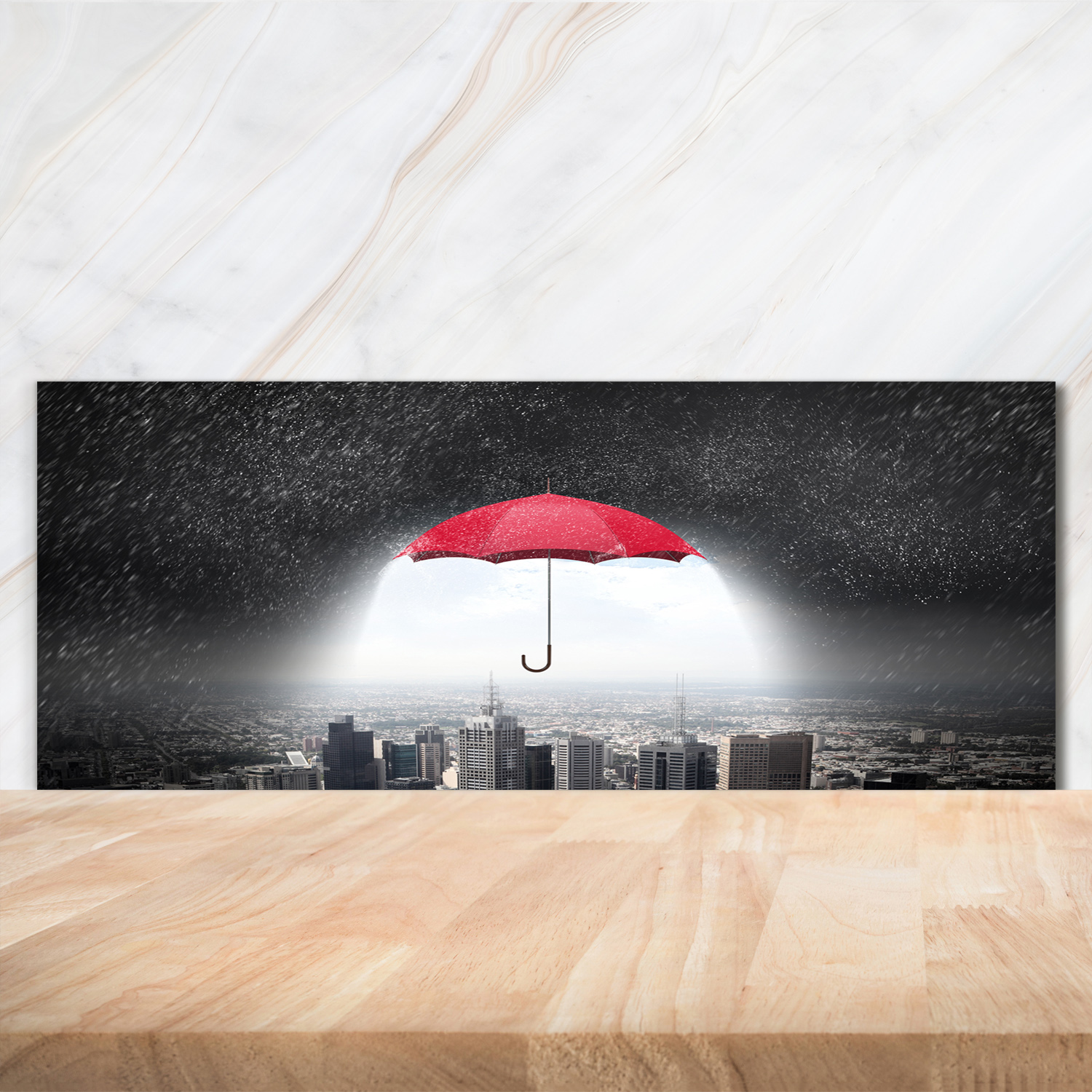 Küchenrückwand Spritzschutz aus Glas 125x50 Sehenswürdigkeiten Regenschirm Stadt