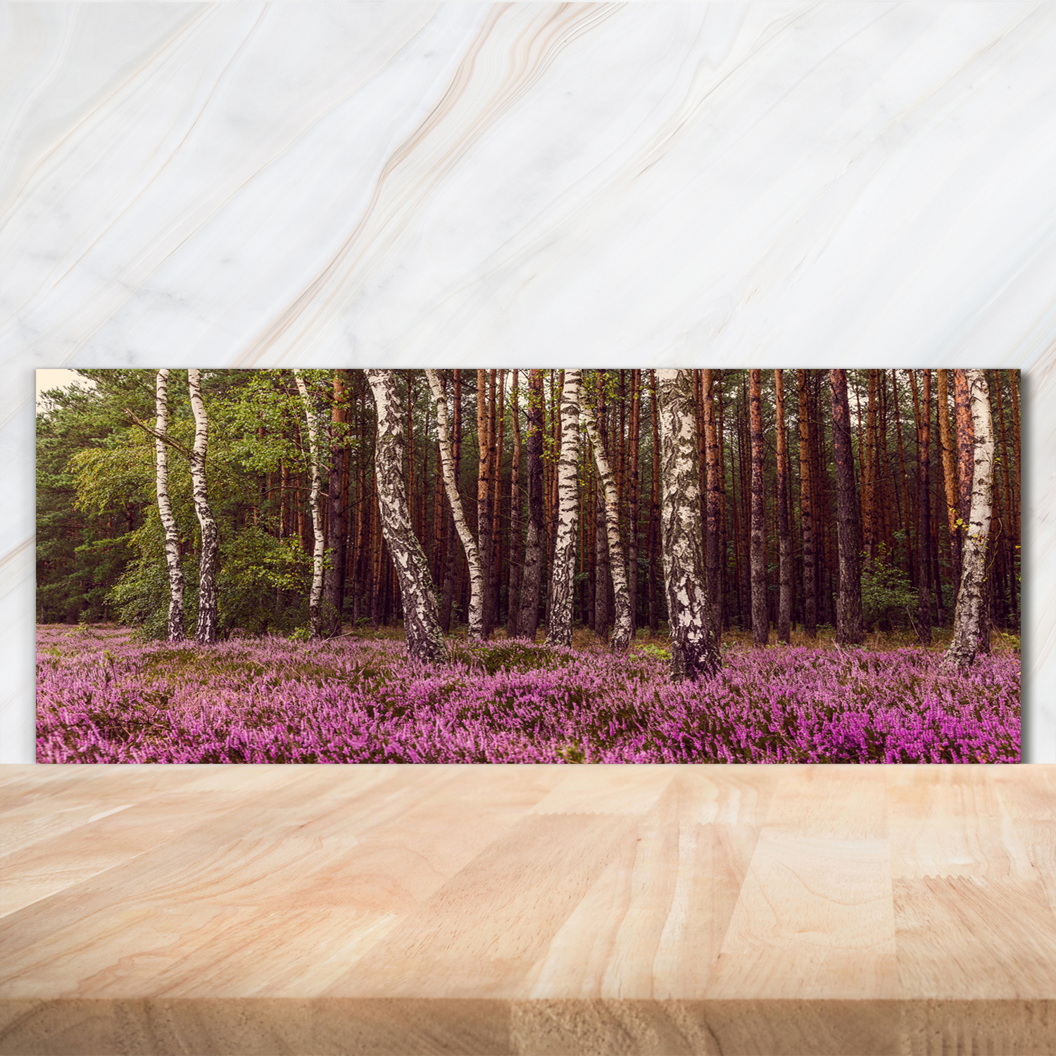 Küchenrückwand Spritzschutz aus Glas 125x50 Deko Landschaften Heide