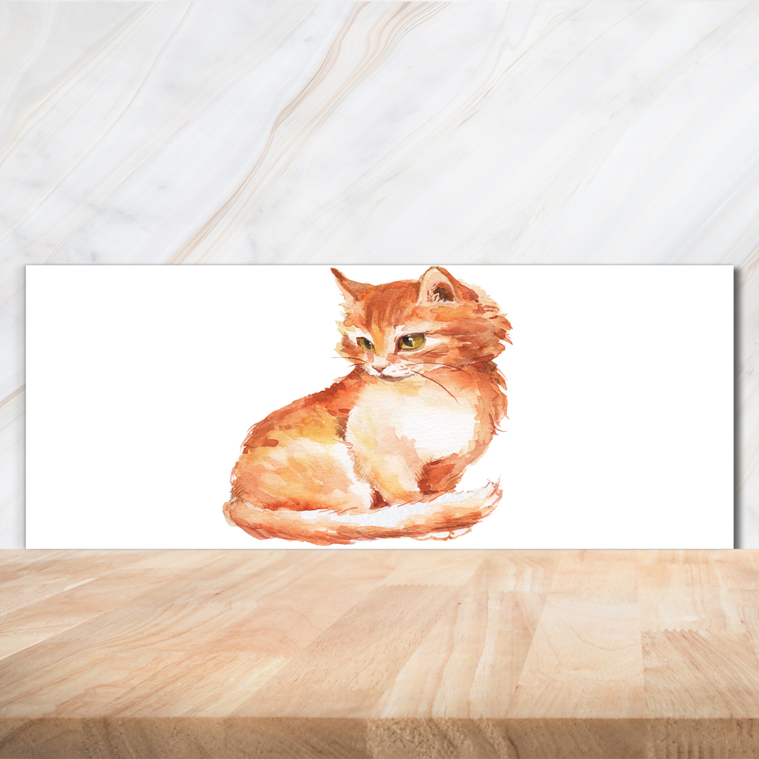 Küchenrückwand Spritzschutz aus Glas 125x50 Deko Tiere Rote Katze