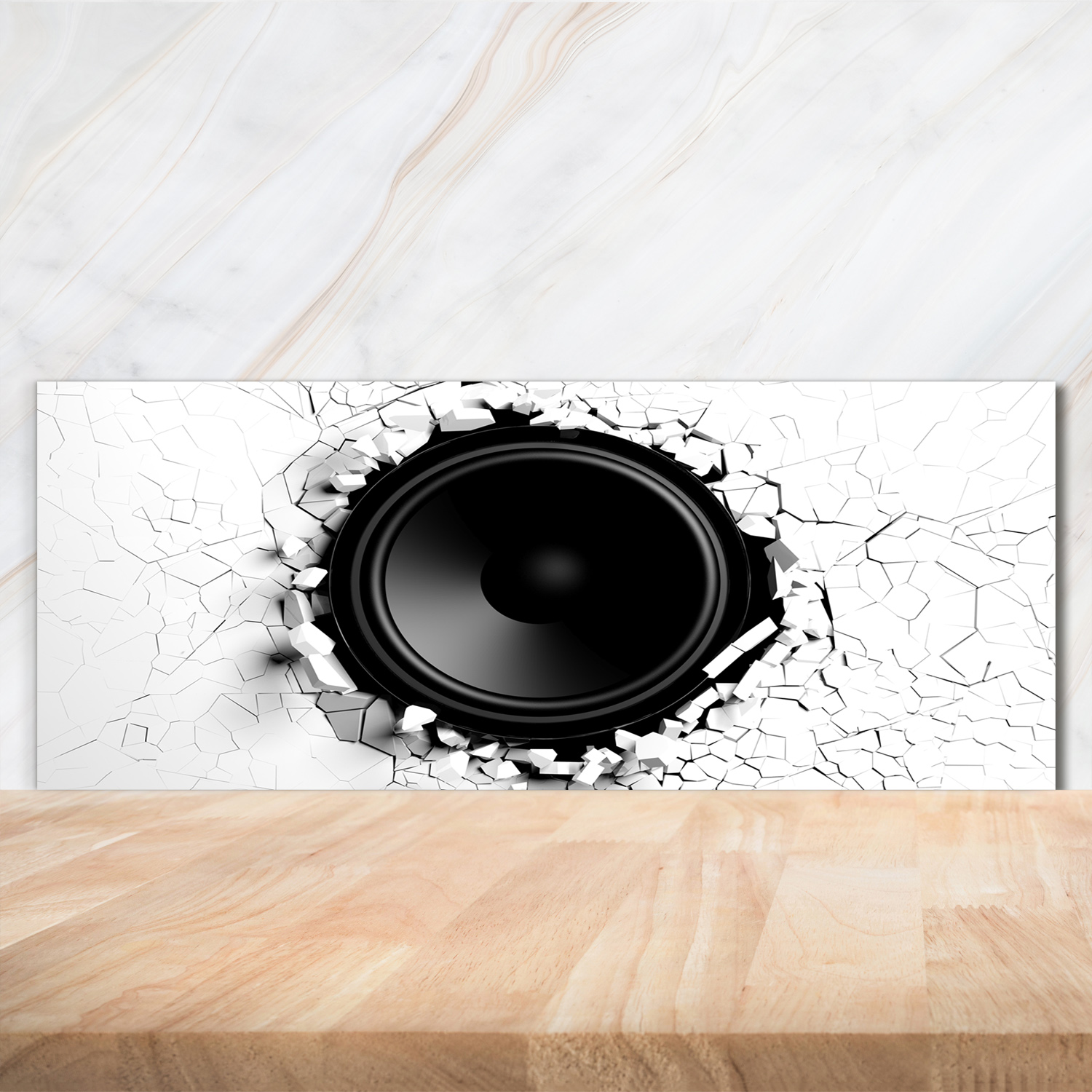 Küchenrückwand Spritzschutz aus Glas 125x50 Deko Kunst Lautsprecher