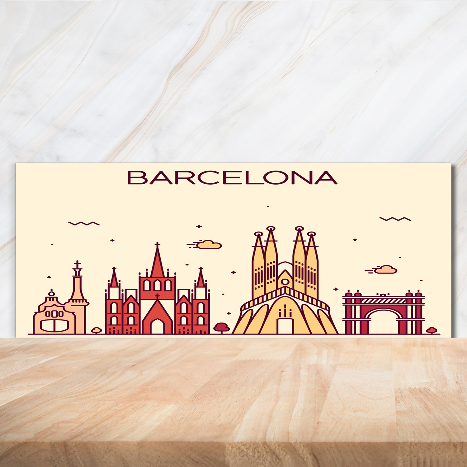 Küchenrückwand Spritzschutz aus Glas 125x50 Städte Aufschrift Barcelona