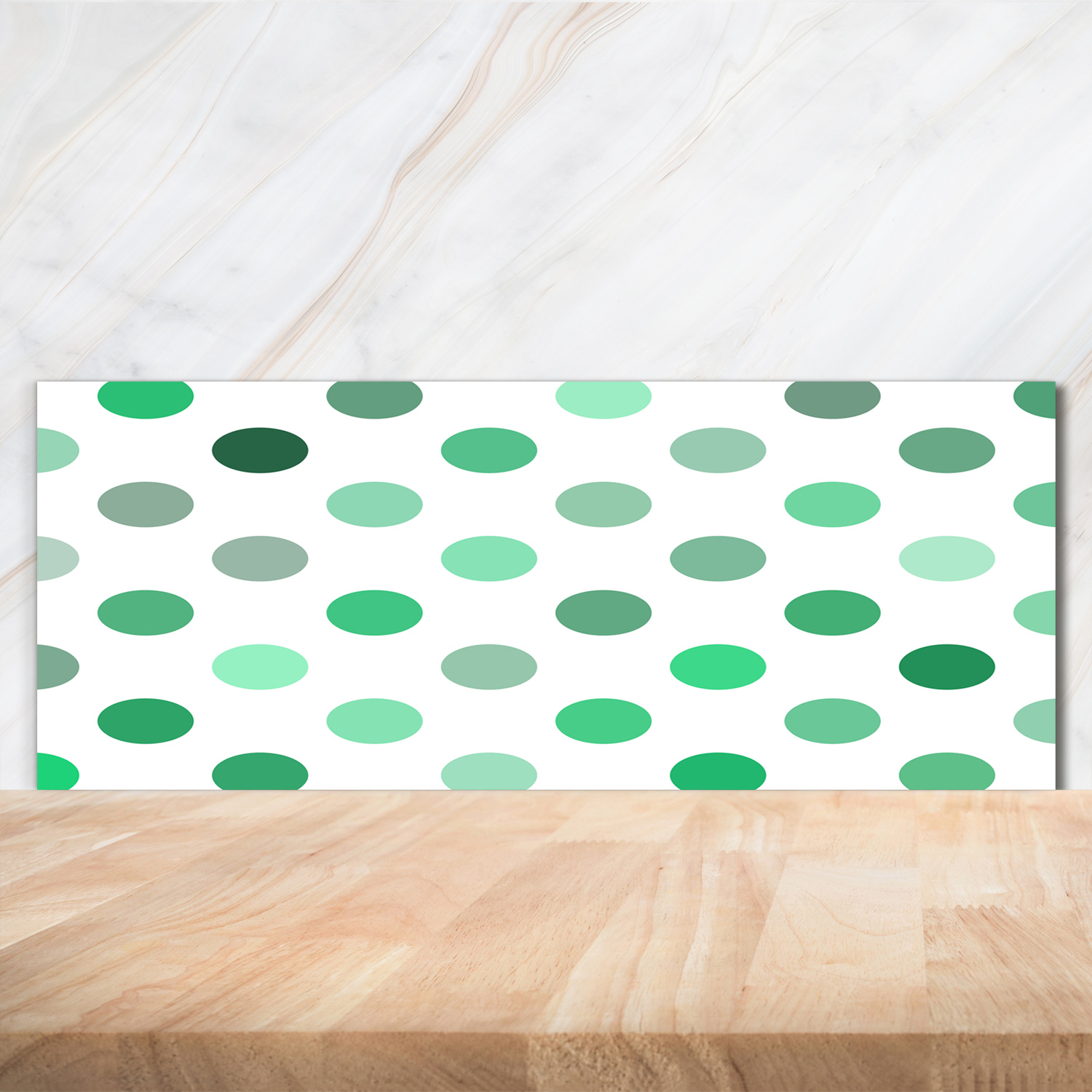 Küchenrückwand Spritzschutz aus Glas 125x50 Deko Sonstige Grüne Punkte