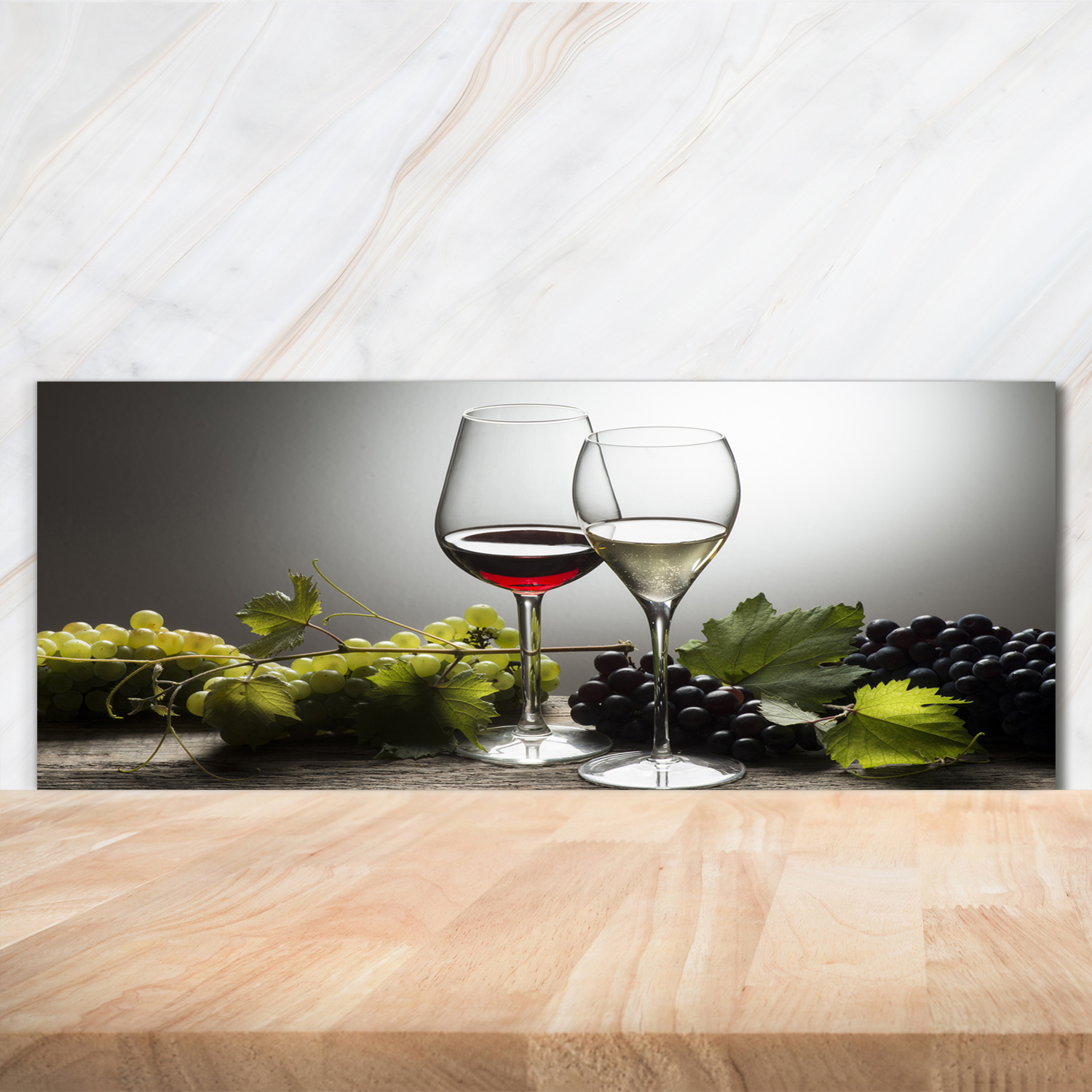 Küchenrückwand Spritzschutz aus Glas 125x50 Deko Essen & Getränke Wein Trauben