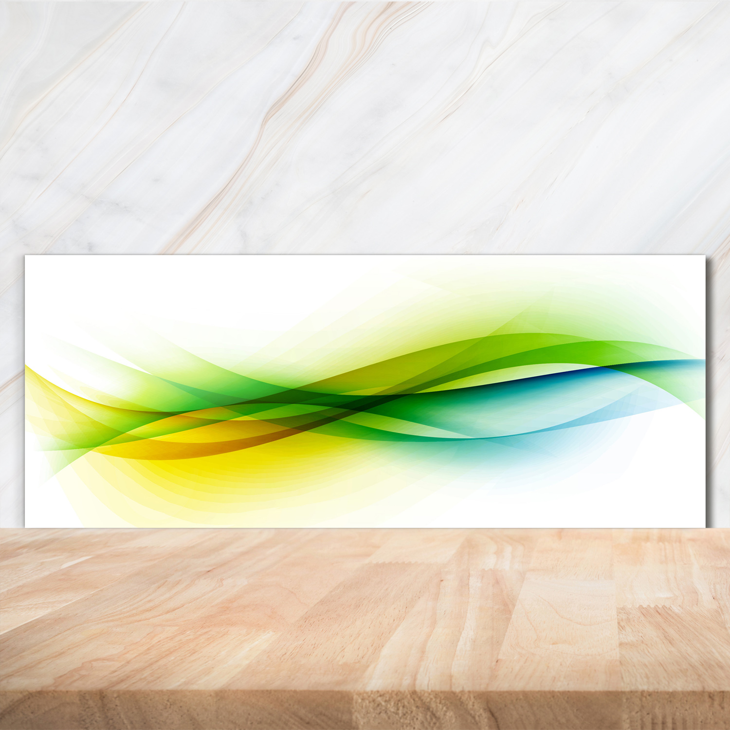 Küchenrückwand Spritzschutz aus Glas 125x50 Deko Kunst Abstrakte Wellen