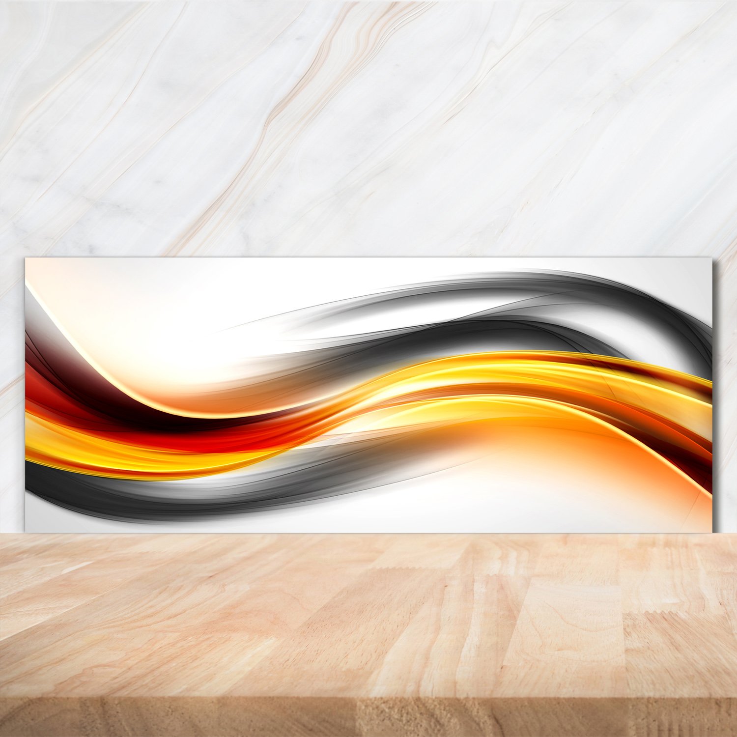 Küchenrückwand Spritzschutz aus Glas 125x50 Deko Kunst Abstrakte Wellen