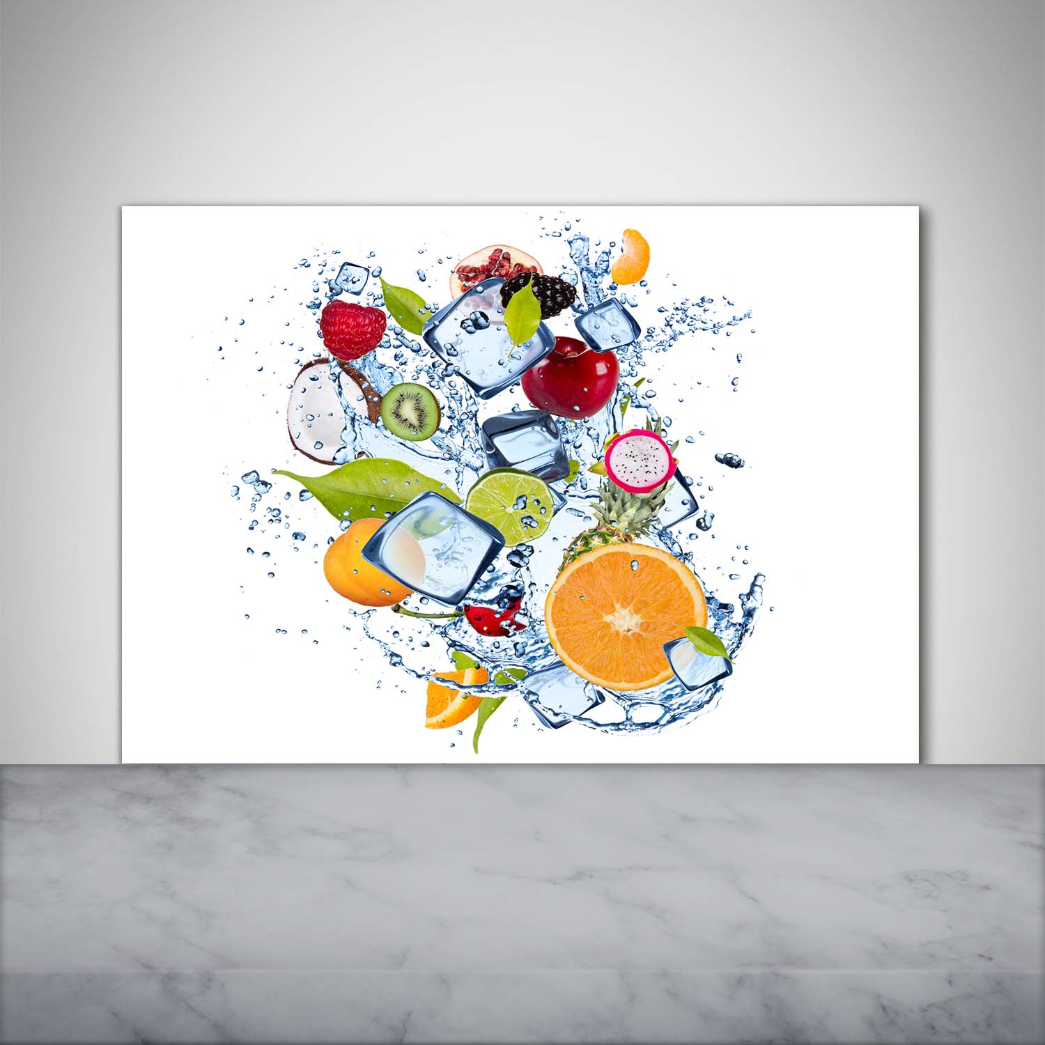 Küchenrückwand Spritzschutz aus Glas 100x70 Deko Essen & Getränke Frucht Eis