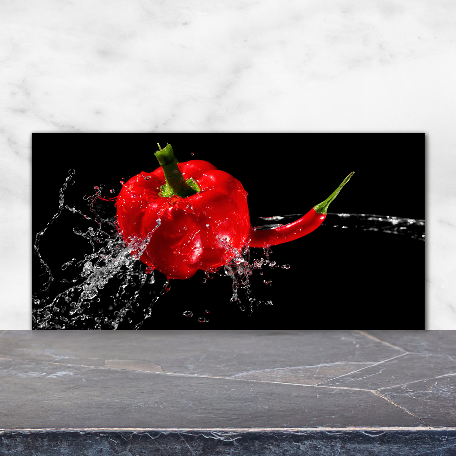 Küchenrückwand Spritzschutz aus Glas 120x60 Deko Essen & Getränke Roter Paprika