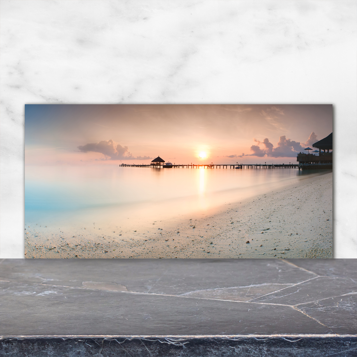 Küchenrückwand Spritzschutz aus Glas 120x60 Deko Landschaften Malediven Strand
