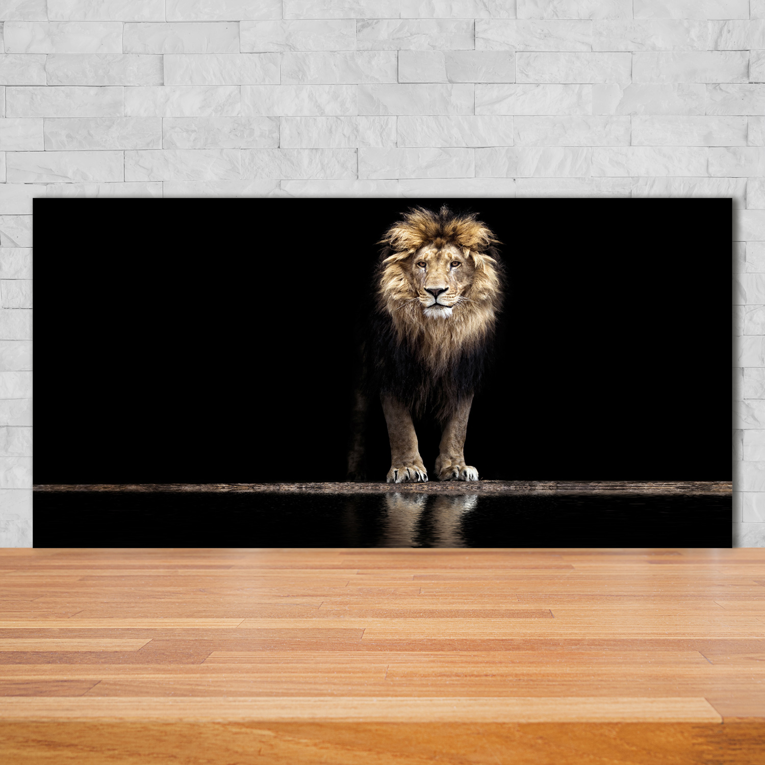 Küchenrückwand Spritzschutz aus Glas 140x70 Deko Tiere Löwen-Porträt