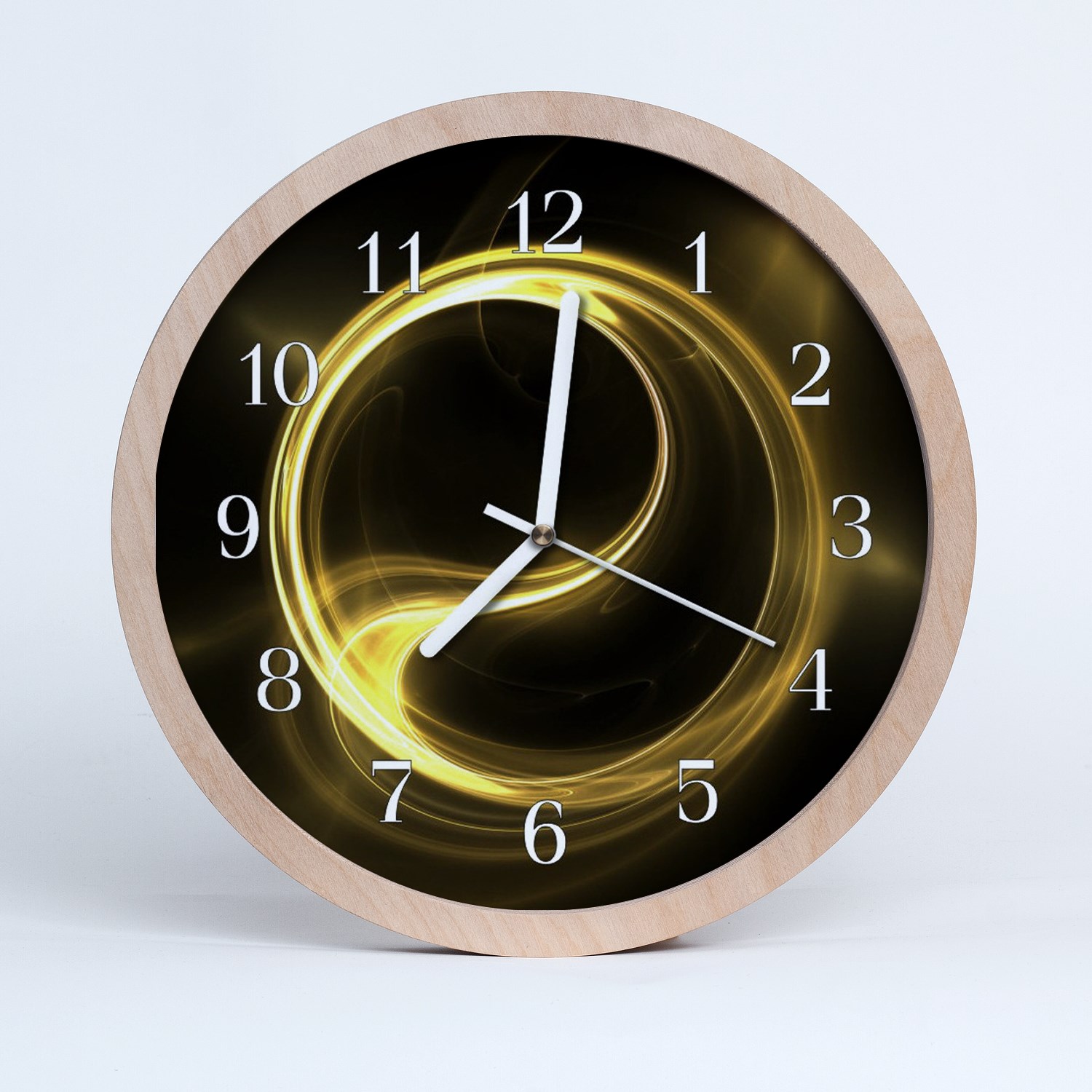 Tulup Horloge murale en bois 30fi cm horloge en bois - cercle d'art abstrait