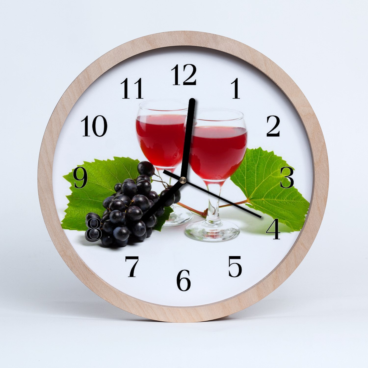 Tulup Horloge murale en bois 25fi cm horloge en bois - Raisins pour le vin de cuisine