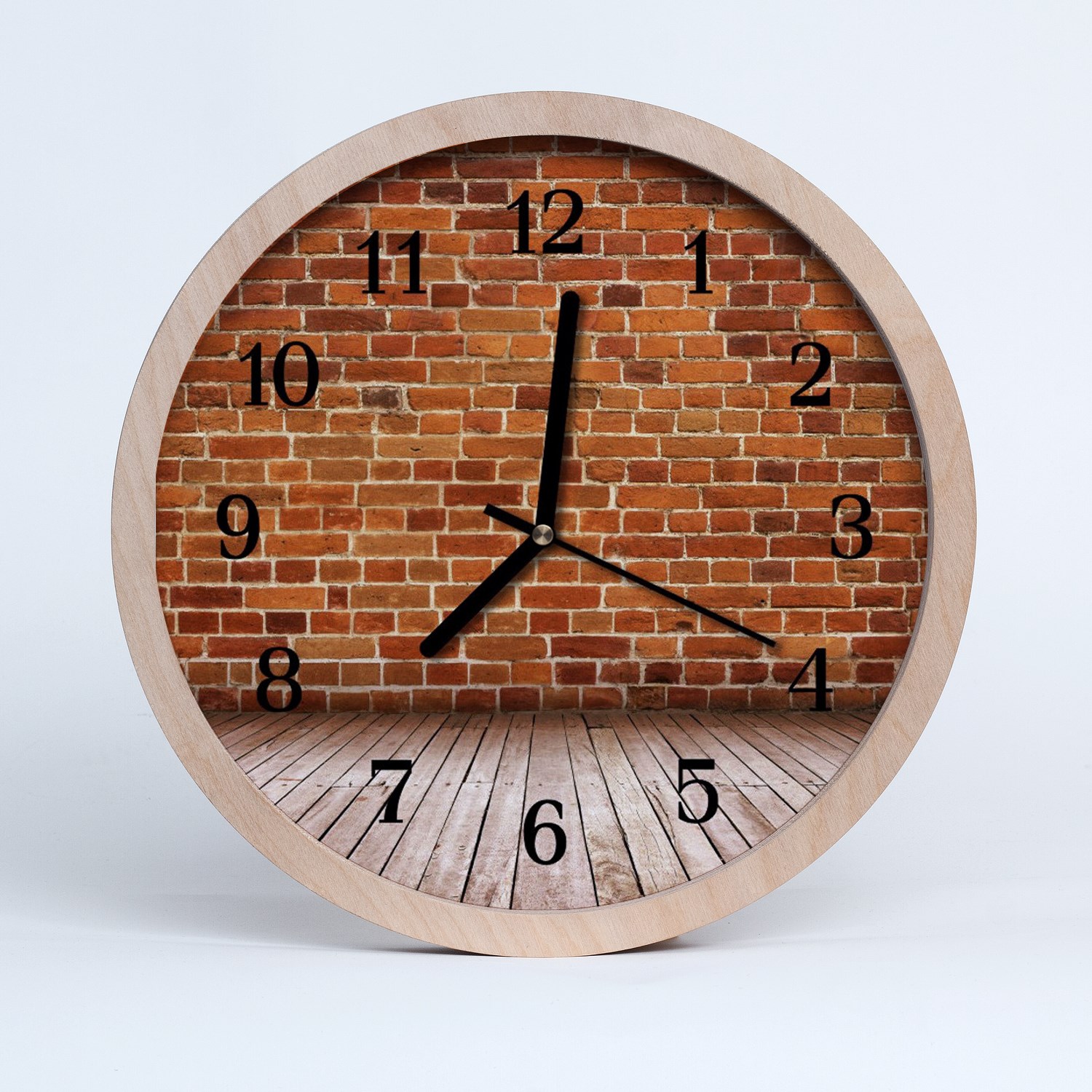 Tulup Horloge murale en bois 30fi cm horloge en bois - Mur de briques d'architecture