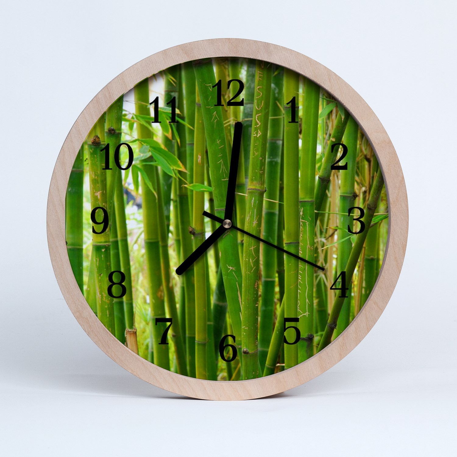 Tulup Horloge murale en bois 30fi cm horloge en bois - plante bambou Fleurs