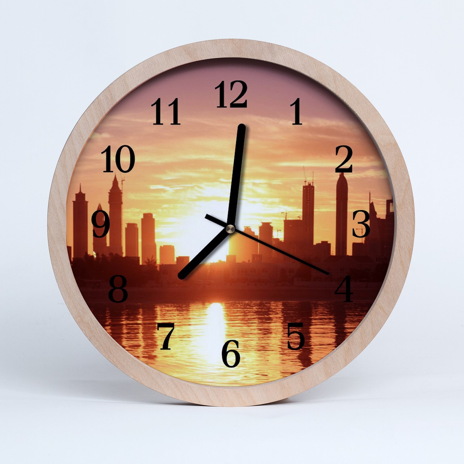 Tulup Horloge murale en bois 30fi cm horloge en bois - bâtiments de la ville Ville