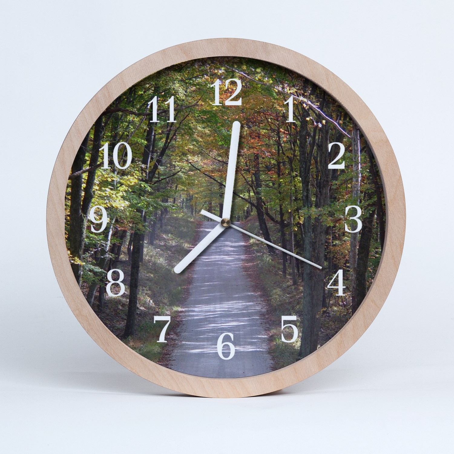 Tulup wooden clock 30fi cm wall clock kitchen clock - Landscape forest path