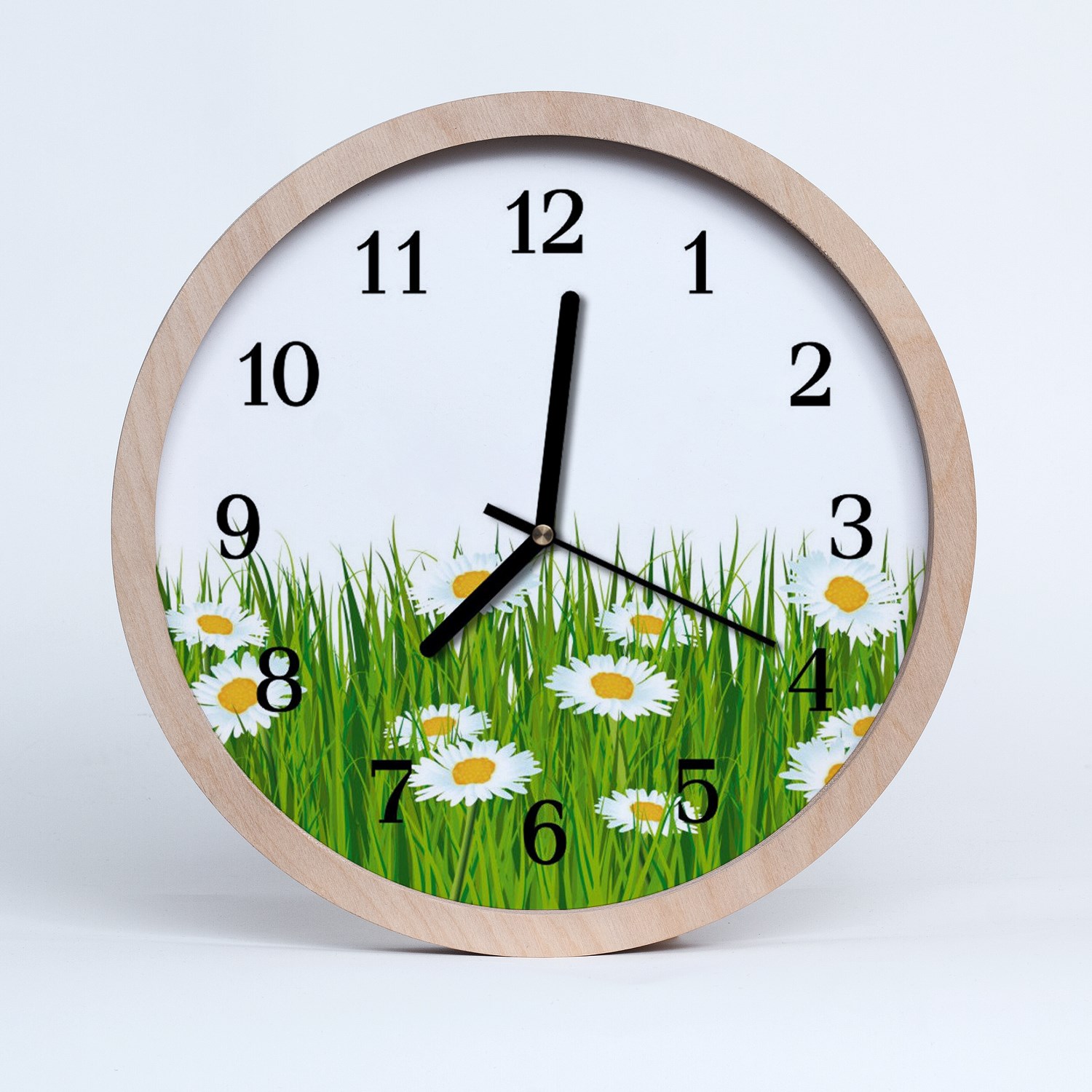 Tulup Horloge murale en bois 30fi cm horloge en bois - marguerite