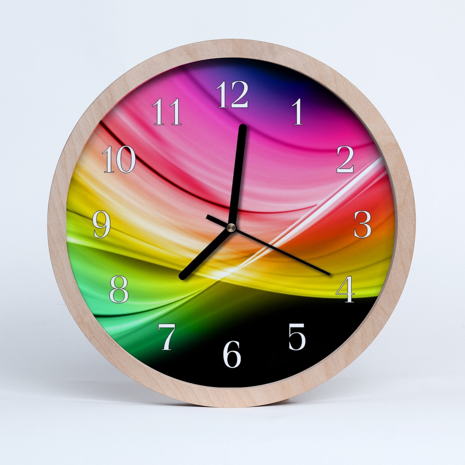 Tulup wooden clock 25fi cm wall clock kitchen clock - Art abstract lines