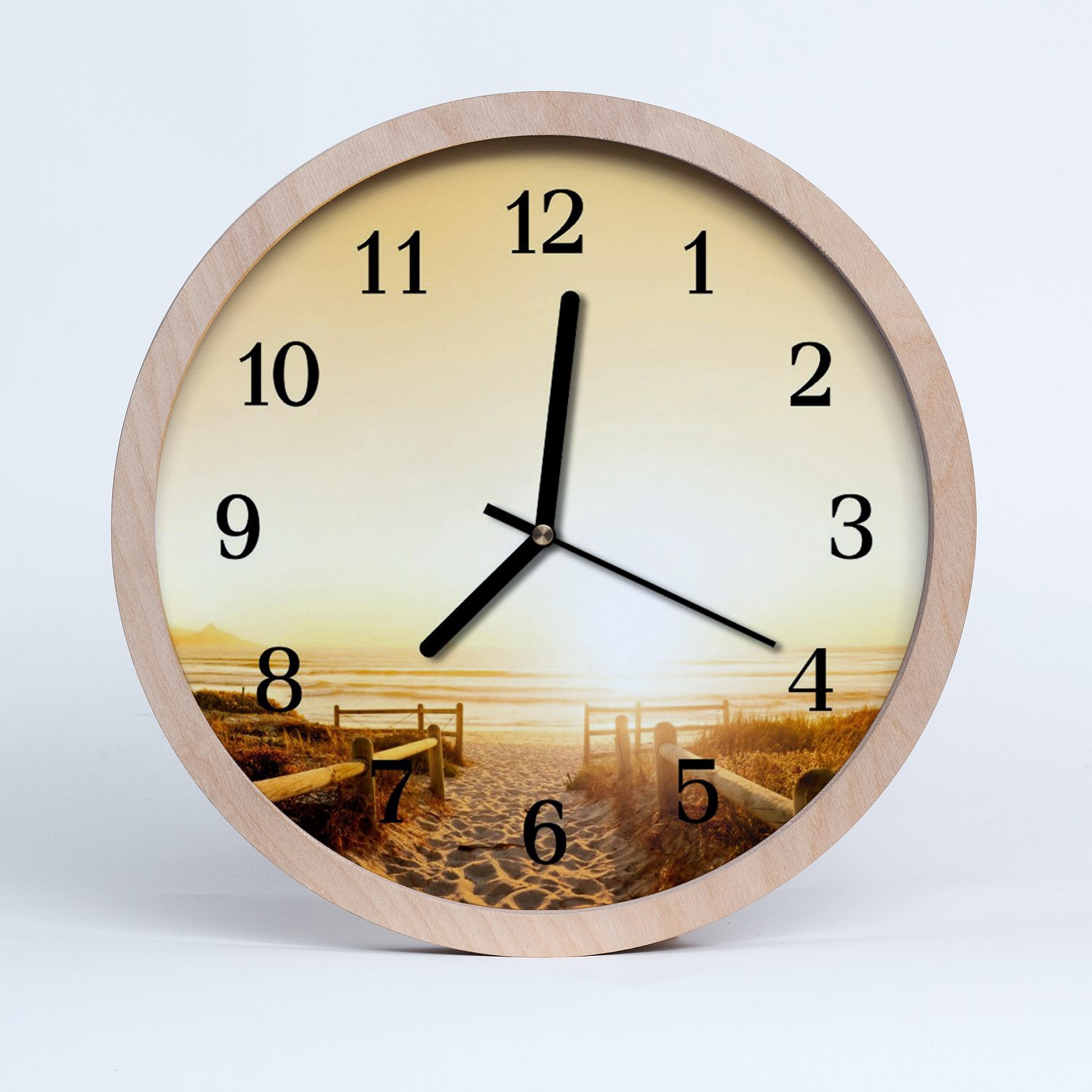 Tulup wooden clock 30fi cm wall clock kitchen clock - The path on the beach Landscape