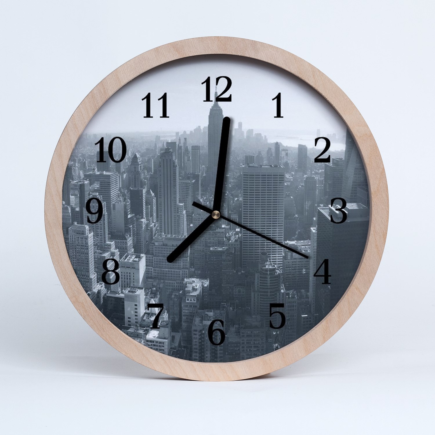 Tulup Horloge murale en bois 30fi cm horloge en bois - bâtiments de la ville Ville