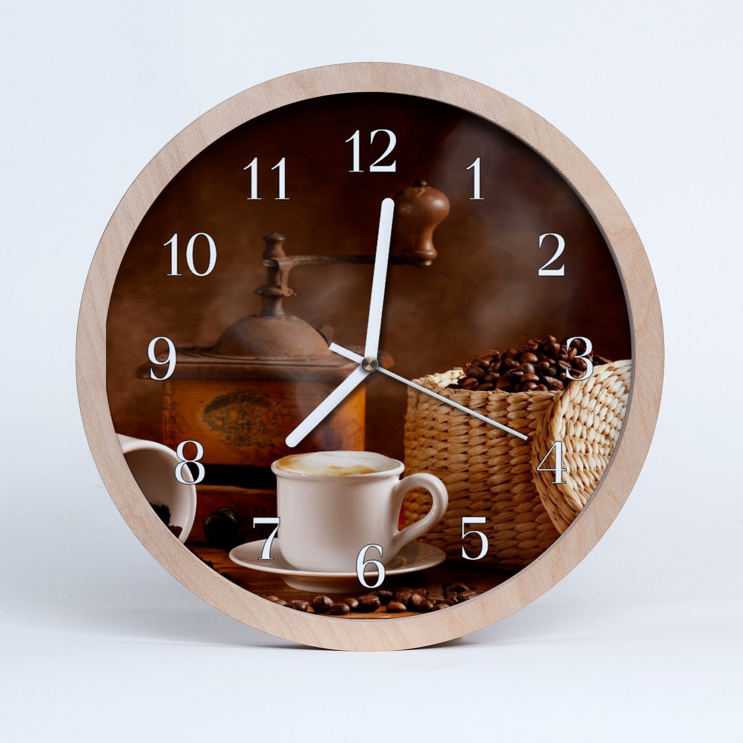 Tulup Horloge murale en bois 25fi cm horloge en bois - Tasse de café de cuisine