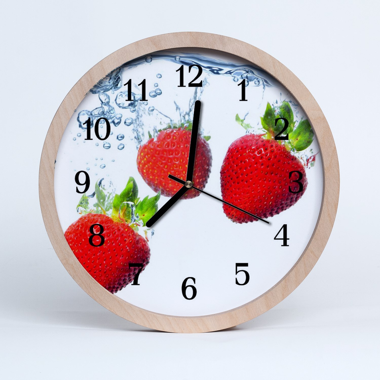 Tulup Horloge murale en bois 30fi cm horloge en bois - fraise Fruit