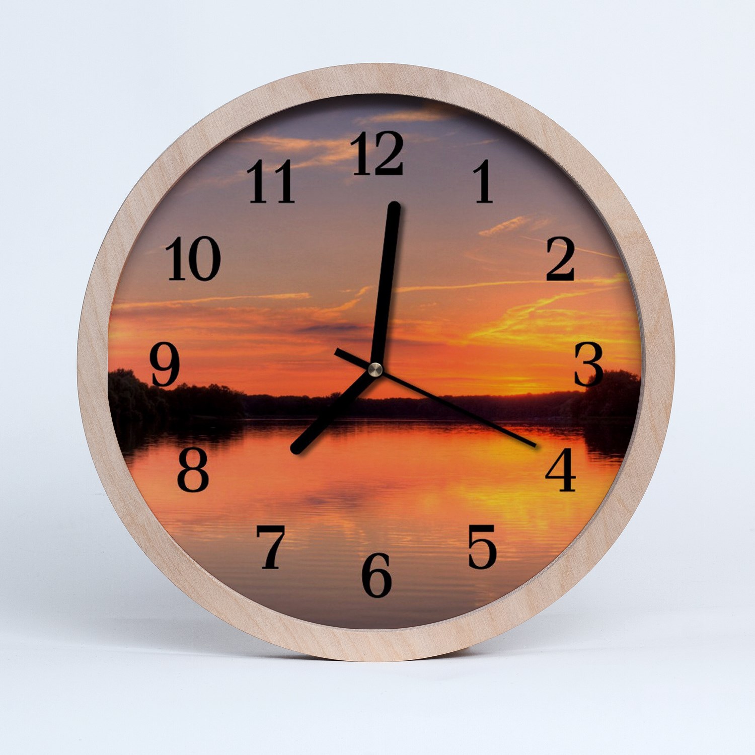 Tulup Horloge murale en bois 30fi cm horloge en bois - Nature Sunset