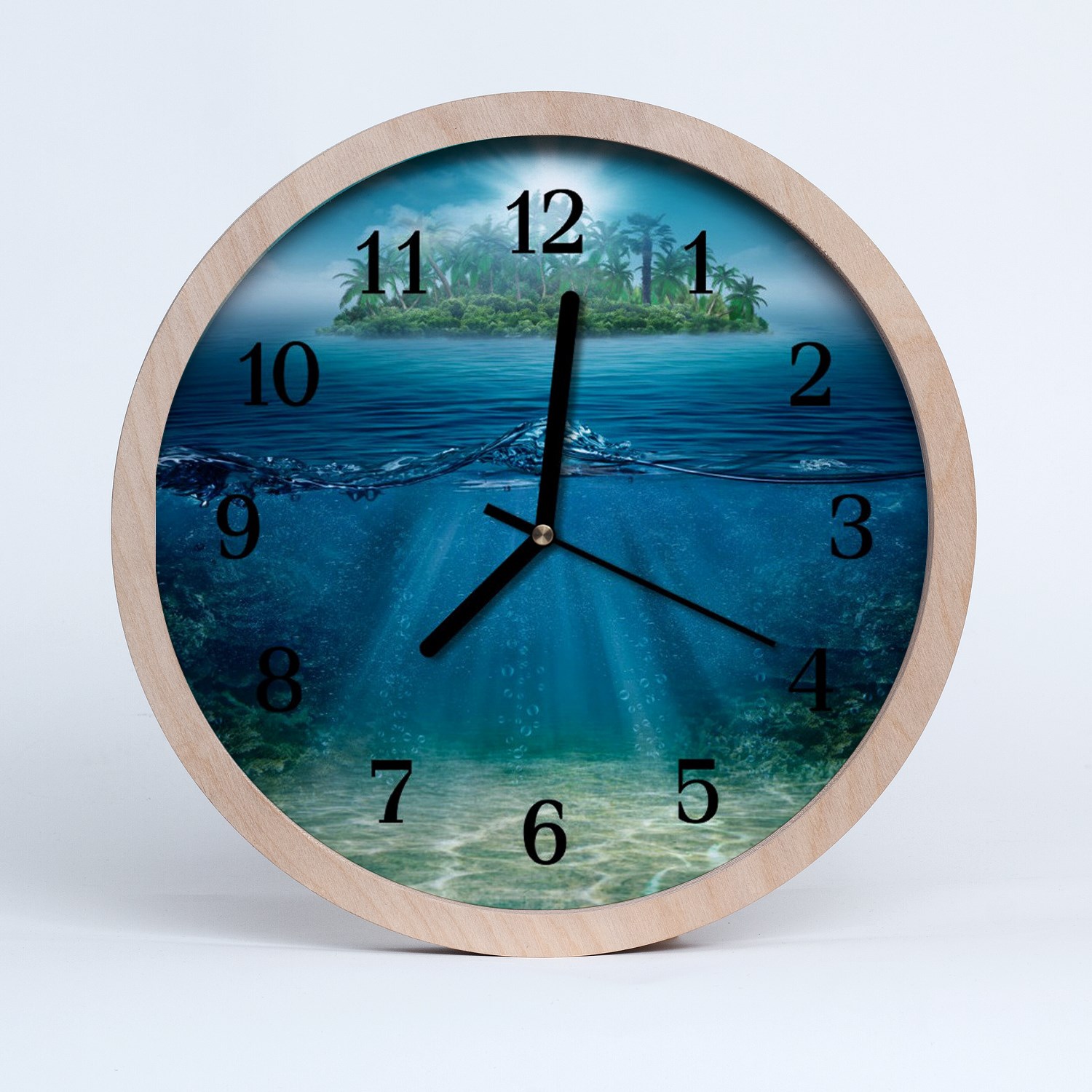 Tulup Horloge murale en bois 30fi cm horloge en bois - fonds marins de la mer