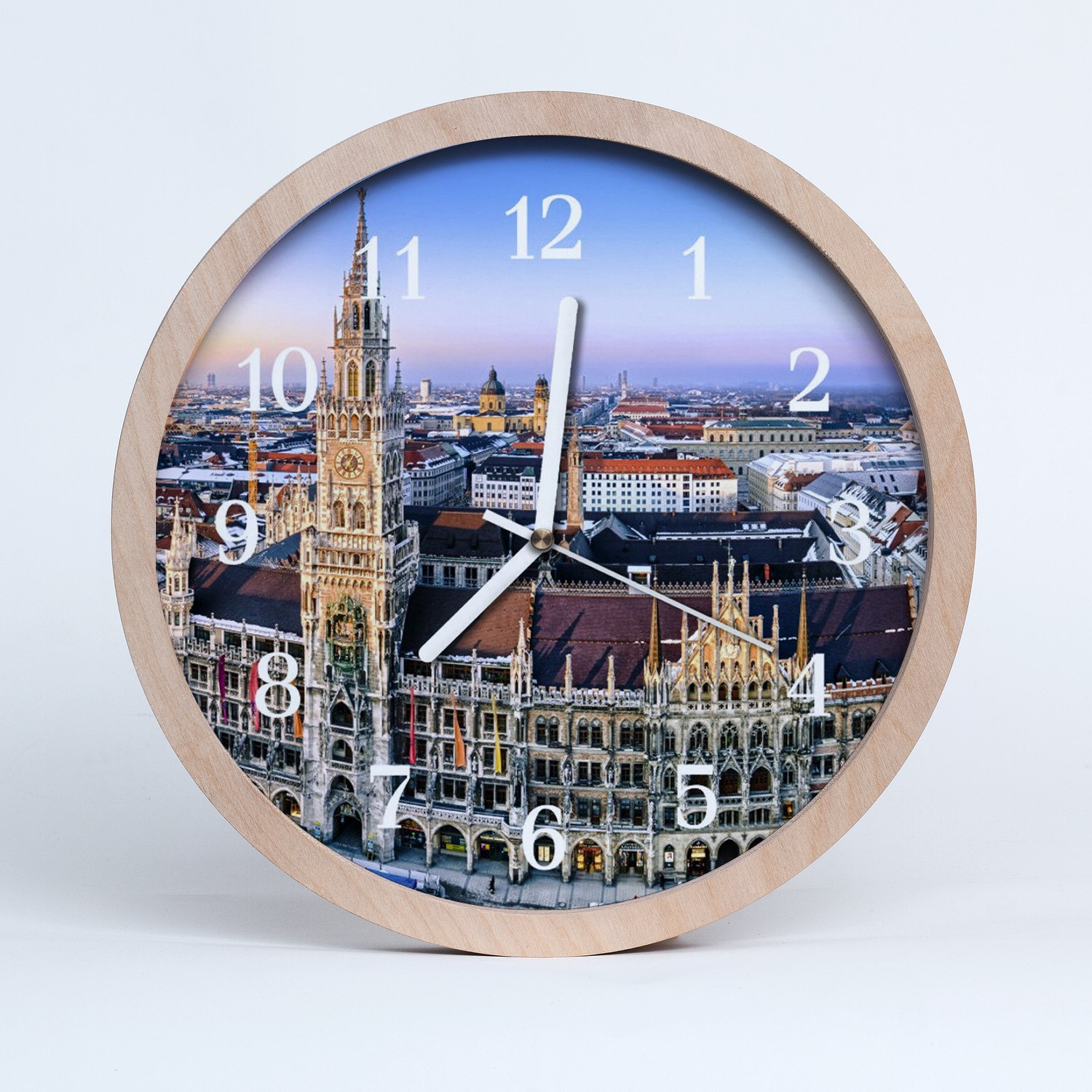 Tulup Horloge murale en bois 25fi cm horloge en bois - bâtiments de la ville