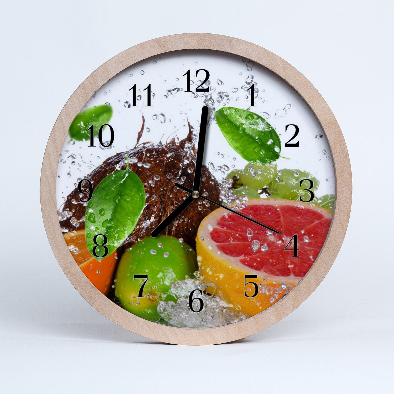 Tulup Horloge murale en bois 30fi cm horloge en bois - Fruits loft rond