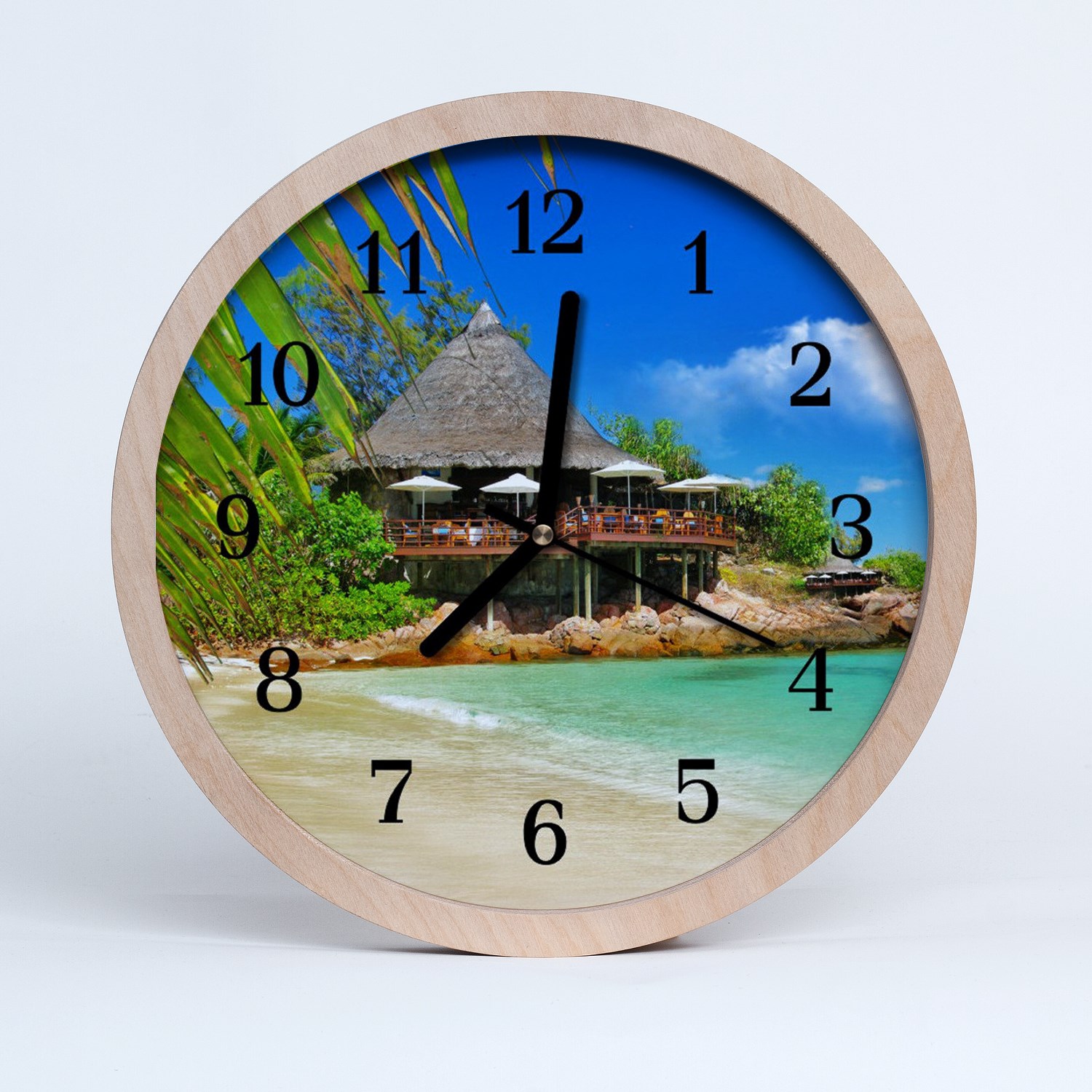 Tulup Horloge murale en bois 30fi cm horloge en bois - Paysage île