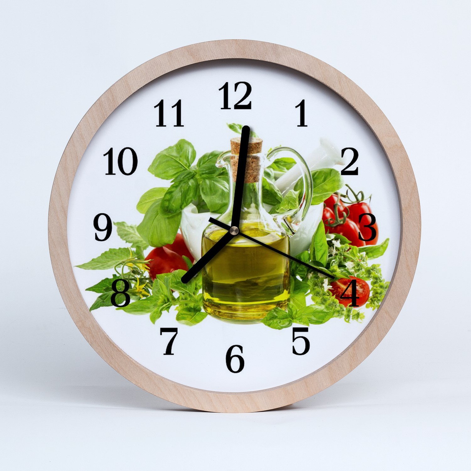 Tulup wooden clock 20fi cm wall clock kitchen clock - Basil seasoning living room