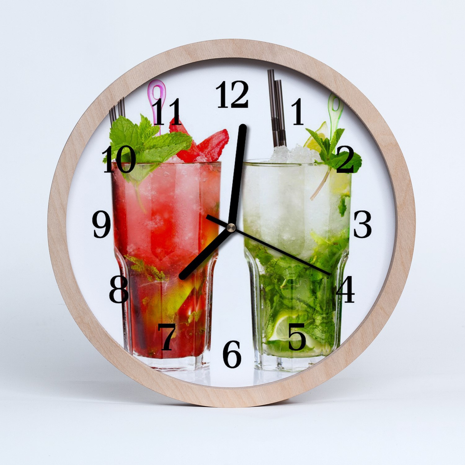 Tulup wooden clock 25fi cm wall clock kitchen clock - cocktails Drinks